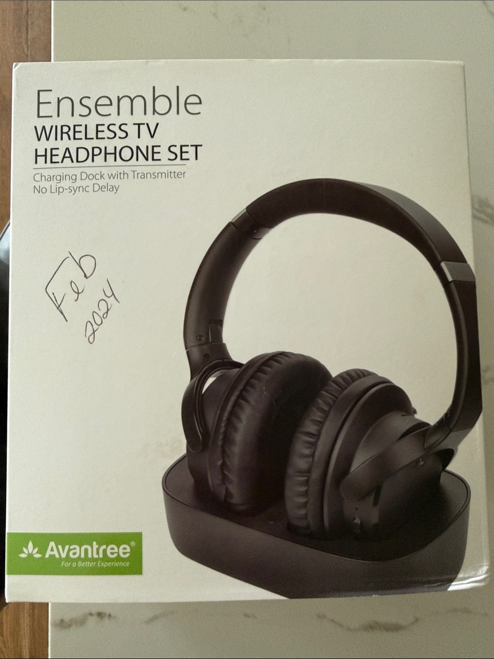 Wireless TV Headphones in Black with Charging Dock